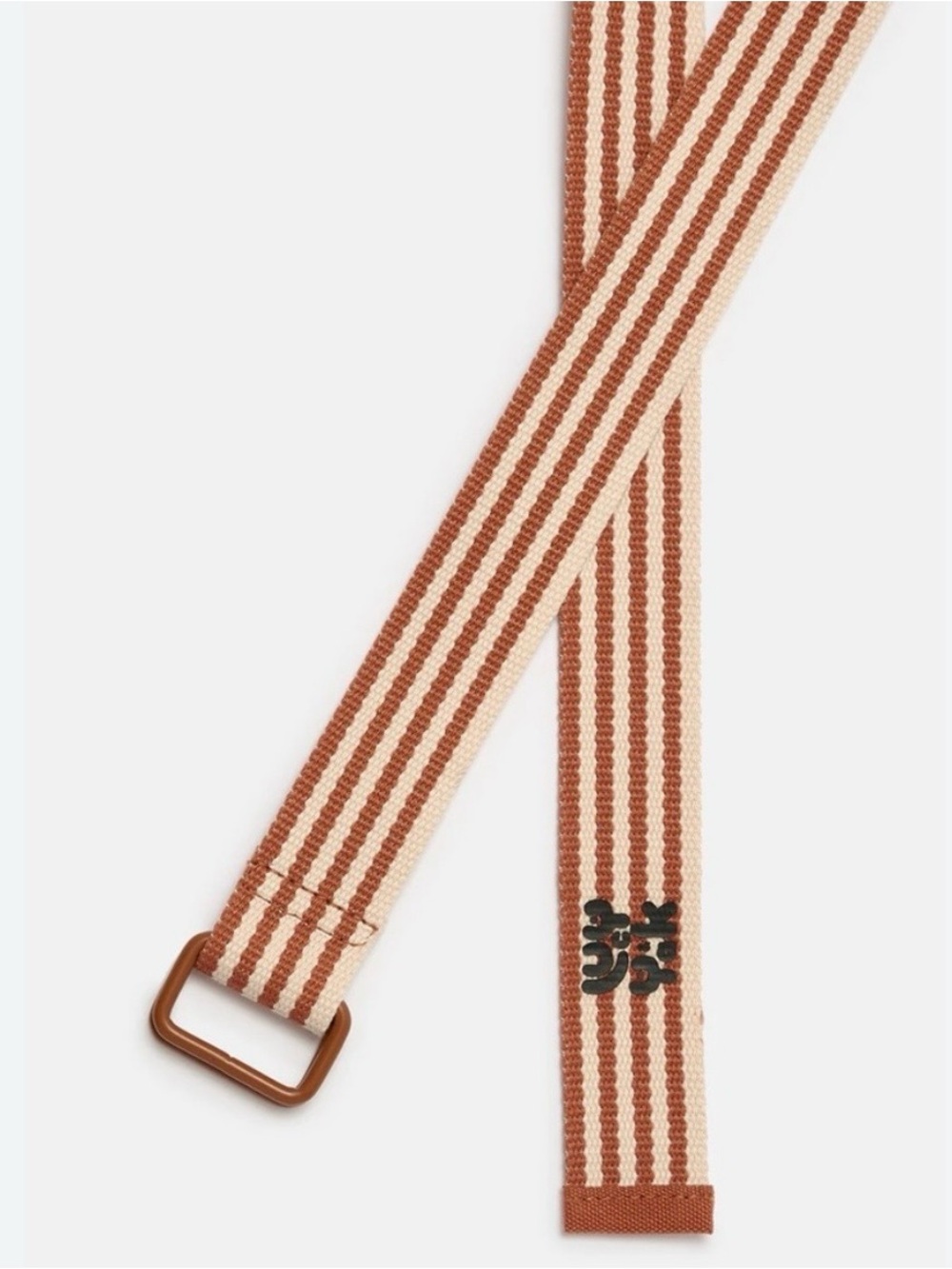 Lucy & Yak Flynn D-Ring Cotton Belt in Amber & Ecru Stripe Sz L